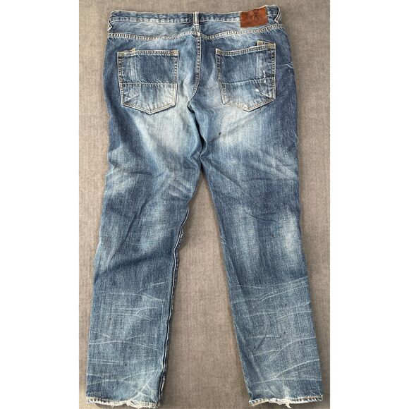 PRPS Denim Men 40 Blue Distressed Straight Leg Faded Selvedge Style - Picture 12 of 15